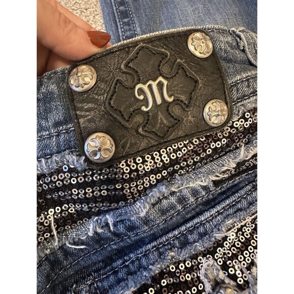 Miss Me Bootcut Jeans Women’s 28 JP6050B2 Low Rise Bling Sequin Pocket Denim - Picture 5 of 6